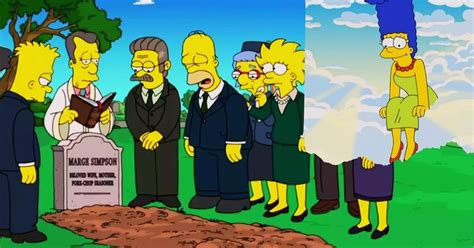 Homero Simpson llorando frente a la tumba de Marge