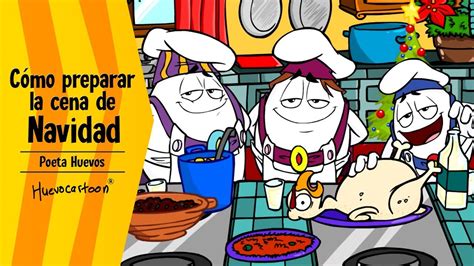 Imagen temática humorística de personajes animados tipo Huevocartoon cocinando para Navidad