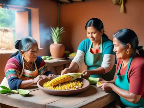 Familia preparando humitas, pelando y rallando choclos