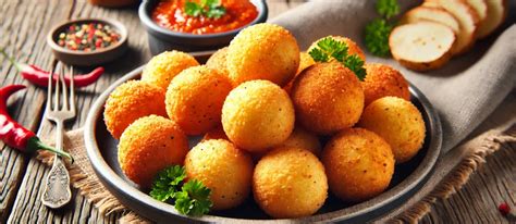 Foto de bollitos de yuca fritos y dorados en un plato