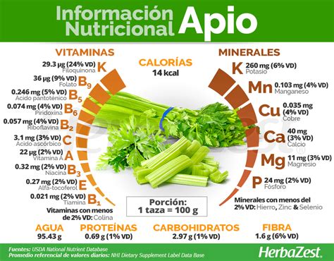 Infografía comparativa de calorías y fibra del apio frente a otros vegetales
