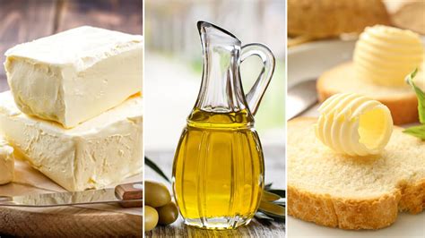 Infografía comparativa: perfil nutricional de mantequilla, margarina y aceites vegetales, destacando tipos de grasas saturadas e insaturadas.