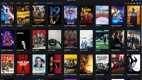 Interfaz de Popcorn Time mostrando miniaturas de películas y series.