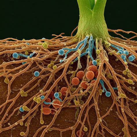 Microscopía de hongos micorrízicos asociados a raíces