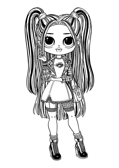 pagina web con multiples diseños de muñecas LOL para colorear, con botones de descarga