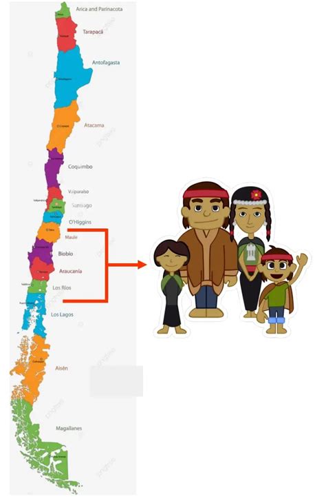 Mapa de la zona de origen del pueblo Mapuche en Chile y Argentina