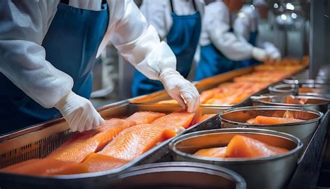 Infografía: Proceso de desescamado y desbabado automatizado del salmón en una fábrica