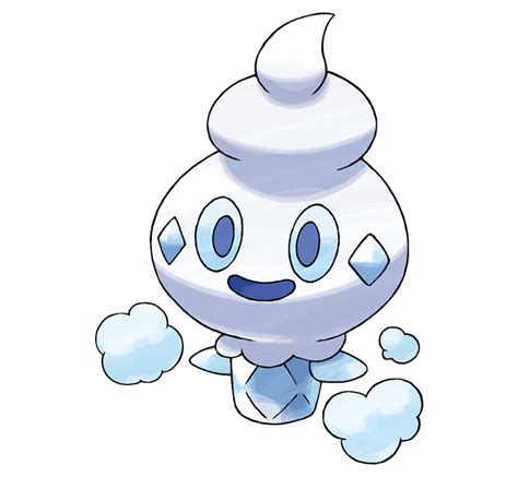 Ilustración de Vanillite, el Pokémon Nieve Fresca, con cristales de hielo.