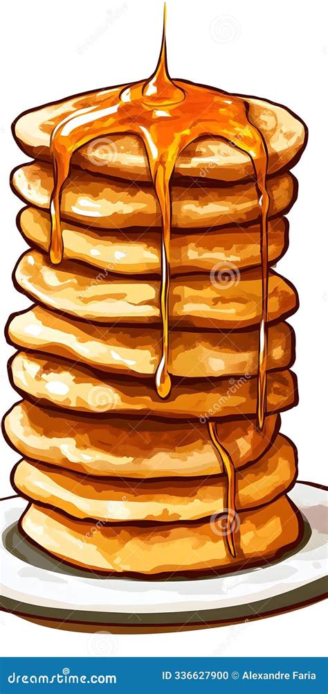 Ilustración de panqueques dorados apilados, listos para ser rellenados.