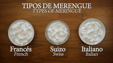 Esquema visual mostrando la diferencia entre merengue francés, italiano y suizo según su método de elaboración