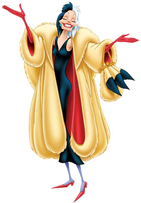Retrato de Cruella De Vil con su abrigo de piel y cigarrillo
