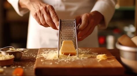 Rallando queso cheddar finamente con un rallador cuadrado