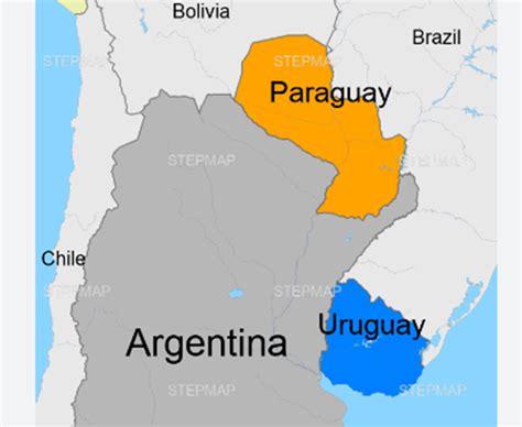 Mapa destacando Argentina, Uruguay, Paraguay e Italia en relación a la tradición de los ñoquis del 29