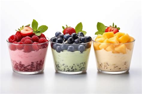 Variedad de yogures de frutas y naturales en envases individuales