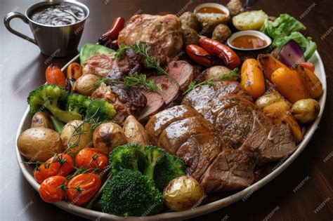 Plato con variedad de carnes y verduras cortadas finas para shabu-shabu