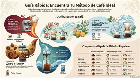 Infografía comparativa de temperaturas de agua para diferentes métodos de preparación de café
