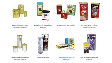 ejemplos visuales de distintos tipos de envases para platos preparados: lata, bolsa flexible, barqueta de plástico, frasco de vidrio.