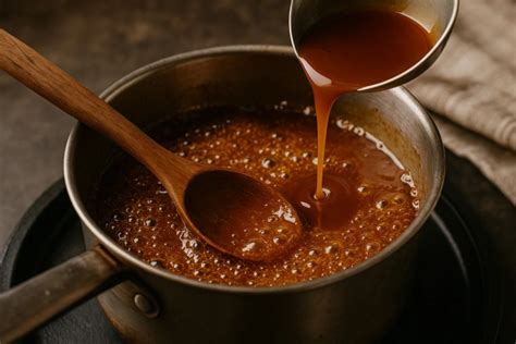 Infografía paso a paso sobre cómo preparar el caramelo casero sin remover con cuchara.