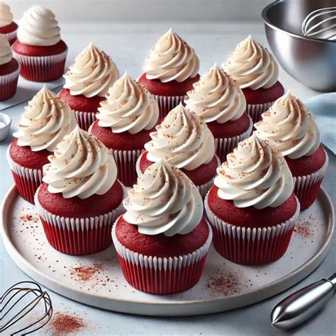 Cupcakes Red Velvet con glaseado y un color rojo sutil y natural