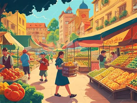 ilustración de un mercado rural chileno o escena de cocina colonial