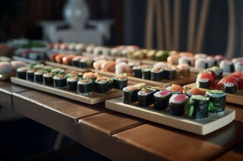Plato de sushi variado en una mesa elegante