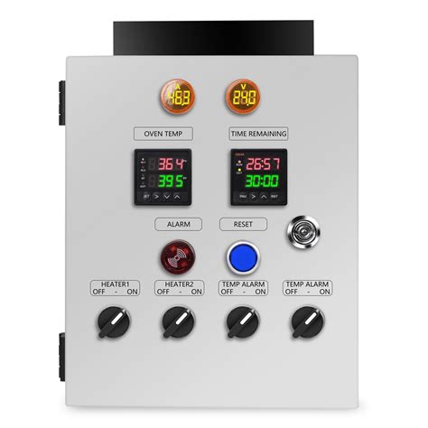 Diseño esquemático de un panel de control de horno con varios símbolos