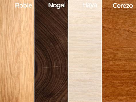 Ilustración de diferentes tipos de madera utilizados para ahumar, como haya, roble, cerezo y manzano