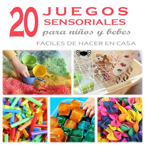 Infografía mostrando diferentes tipos de juegos sensoriales para niños.