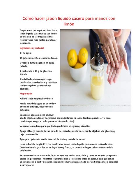 Infografía mostrando los pasos para hacer jabón líquido casero: rallar jabón, disolver en agua, añadir bicarbonato y opcionales como aloe vera y aceite esencial.