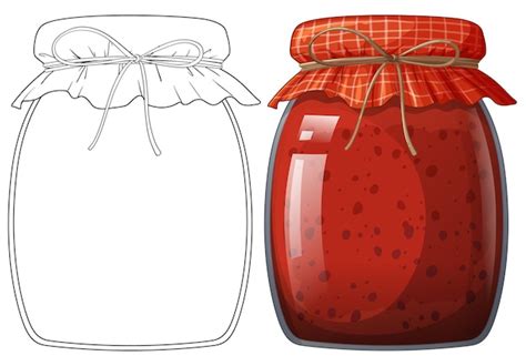 Ilustración de frascos de mermelada esterilizados y sellados