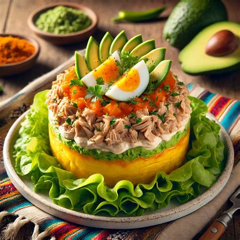 fotografía de una causa de atún con atún Robinson Crusoe y aceitunas, bien presentada