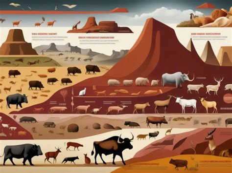 Esquema de la evolución del consumo de carne a lo largo de la historia humana, desde la caza hasta la ganadería industrial