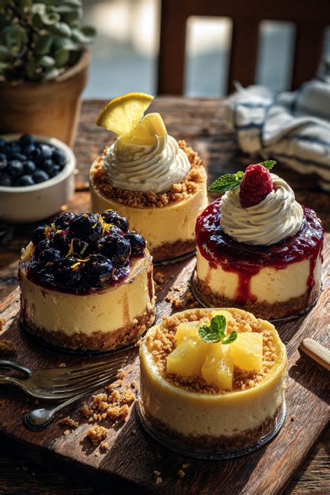 Selección variada de postres cremosos y cheesecakes