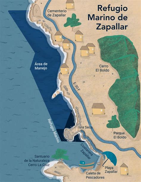 Mapa esquemático del Refugio Marino de Zapallar
