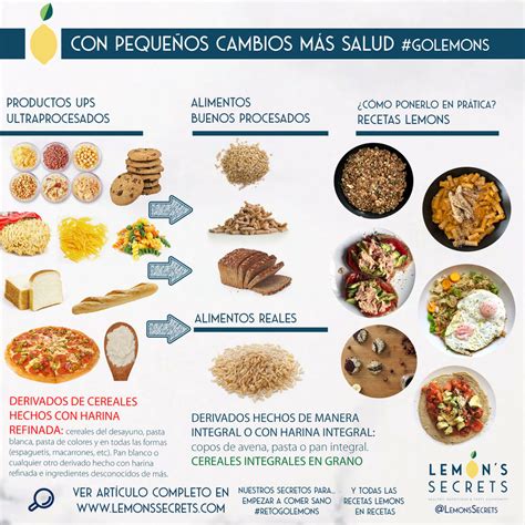 infografía comparativa de cereales integrales y harinas refinadas, destacando sus componentes nutricionales
