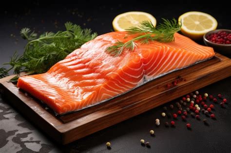 Foto de un filete de salmón fresco listo para cocinar