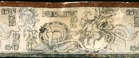 Vasija K5164 en la que se muestra al dios viejo, Itzam, seduciendo a la Señora Wayaab