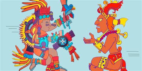 Ilustración de las deidades mayas creando al hombre y la mujer de maíz según el Popol Wuj