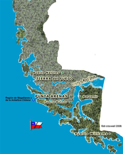 Mapa de la zona austral de Chile destacando la ubicación del Cabo de Hornos y el archipiélago de Tierra del Fuego.
