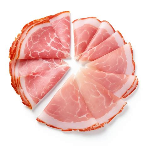 Foto de jamón casero recién cortado en lonchas finas