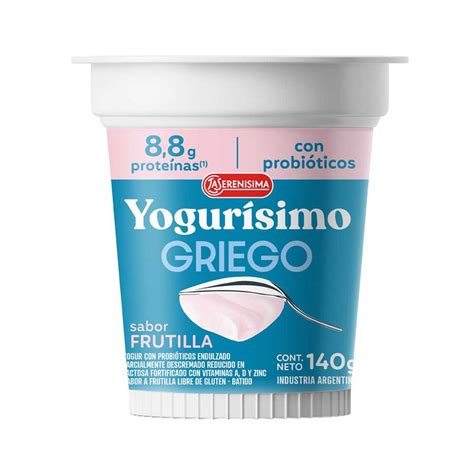 Yogur griego light de frutilla en envase