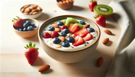 Frutillas frescas sobre yogur