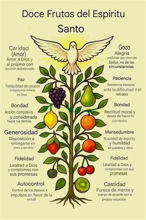 Vidriera artística que representa los doce frutos del Espíritu Santo, con figuras bíblicas asociadas a cada uno