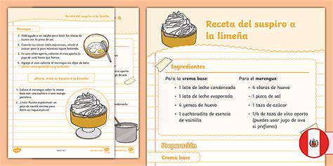 Infografía o esquema mostrando las capas del suspiro de limeña: base, merengue y canela.