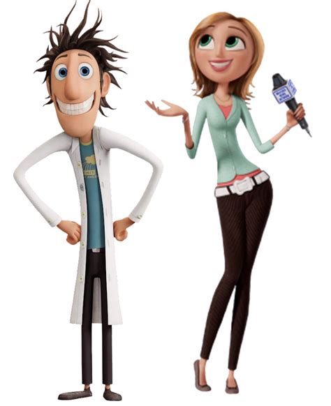 Flint Lockwood con su invento y Sam Sparks admirándolo