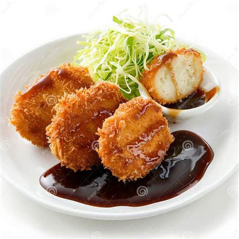 Korokke japonesas con salsa