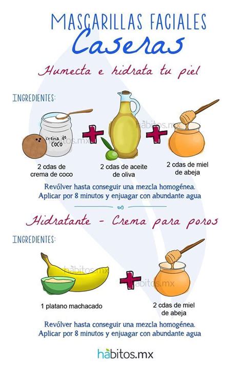 Infografía sobre los ingredientes naturales para mascarillas faciales