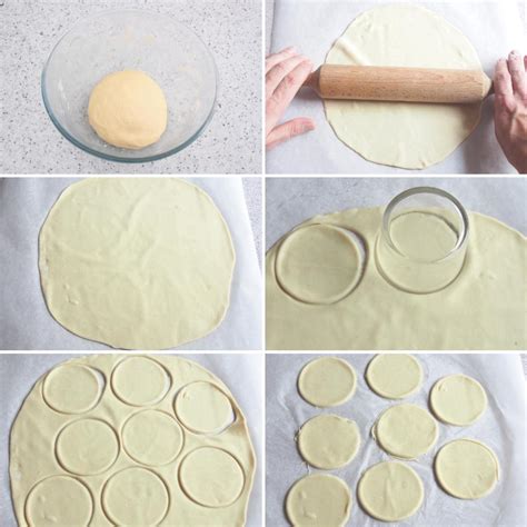Infografía detallando los pasos para hacer empanadas de pino veganas, con énfasis en la preparación de la masa y el relleno vegetal.