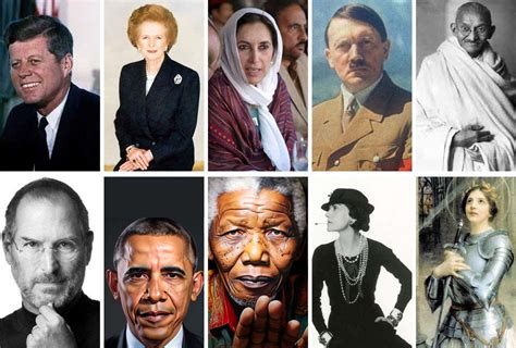 Una composición de retratos de figuras como Mahatma Gandhi, Jane Goodall, Rachel Carson y Leonardo da Vinci.