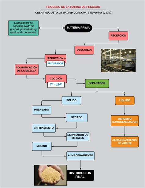 Esquema del proceso de producción de harina y aceite de pescado
